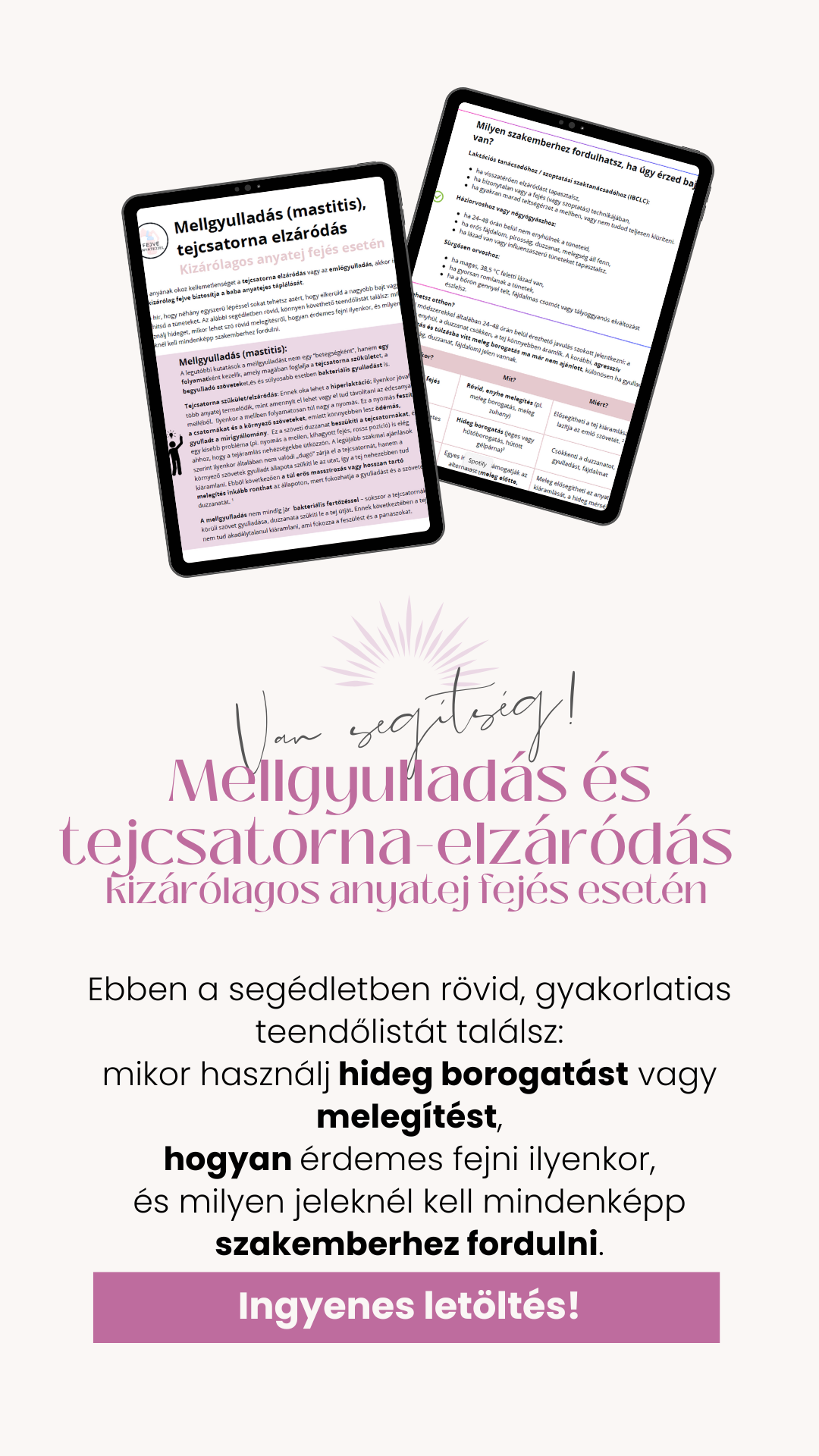 mellgyulladás, tejcsatorna elzáródás teendő